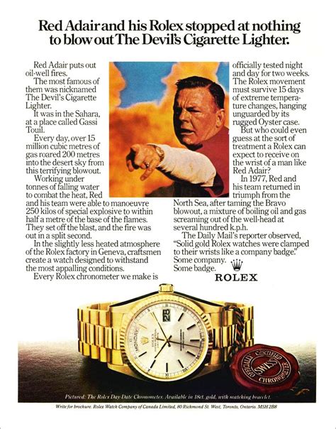 rolex watch magazine ads|red adair Rolex.